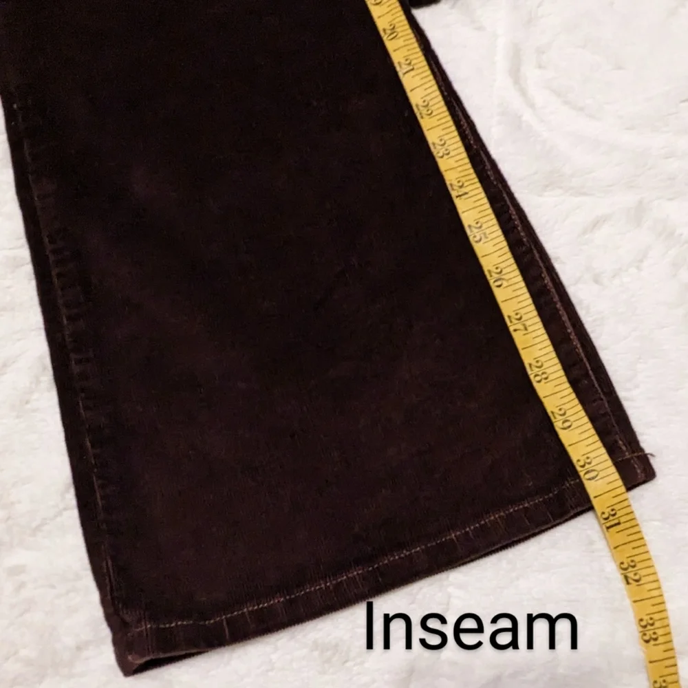 Fashion Bug Corduroy Flared Pants Dark Brown Stretch Embroidery Cotton Fall